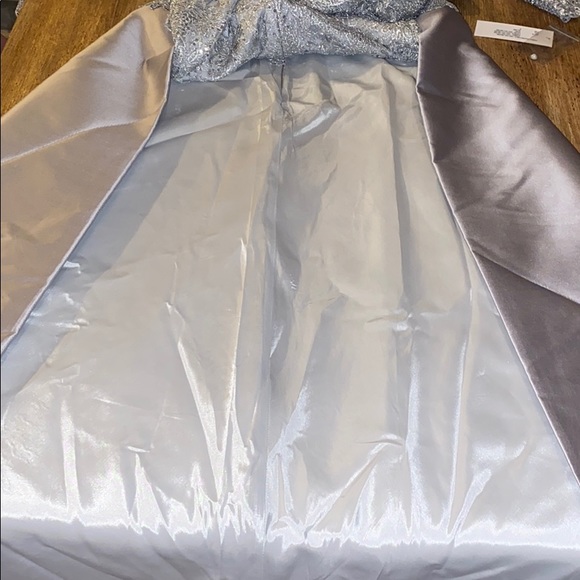 Teri Jon silver metallic lace gown - Picture 13 of 16